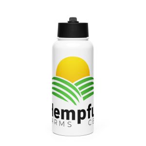 Hempful Farms Stainless steel water bottle with a straw lid