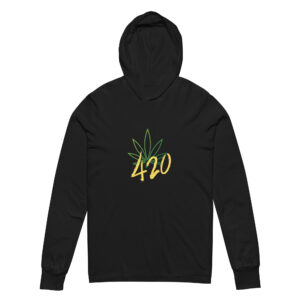 420 - BLACK HOODED LONG SLEEVE T-SHIRT (UNISEX)
